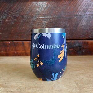 Columbia Insulated Stainless Steel Cocktail Wine Tumbler Blue Floral 12 oz